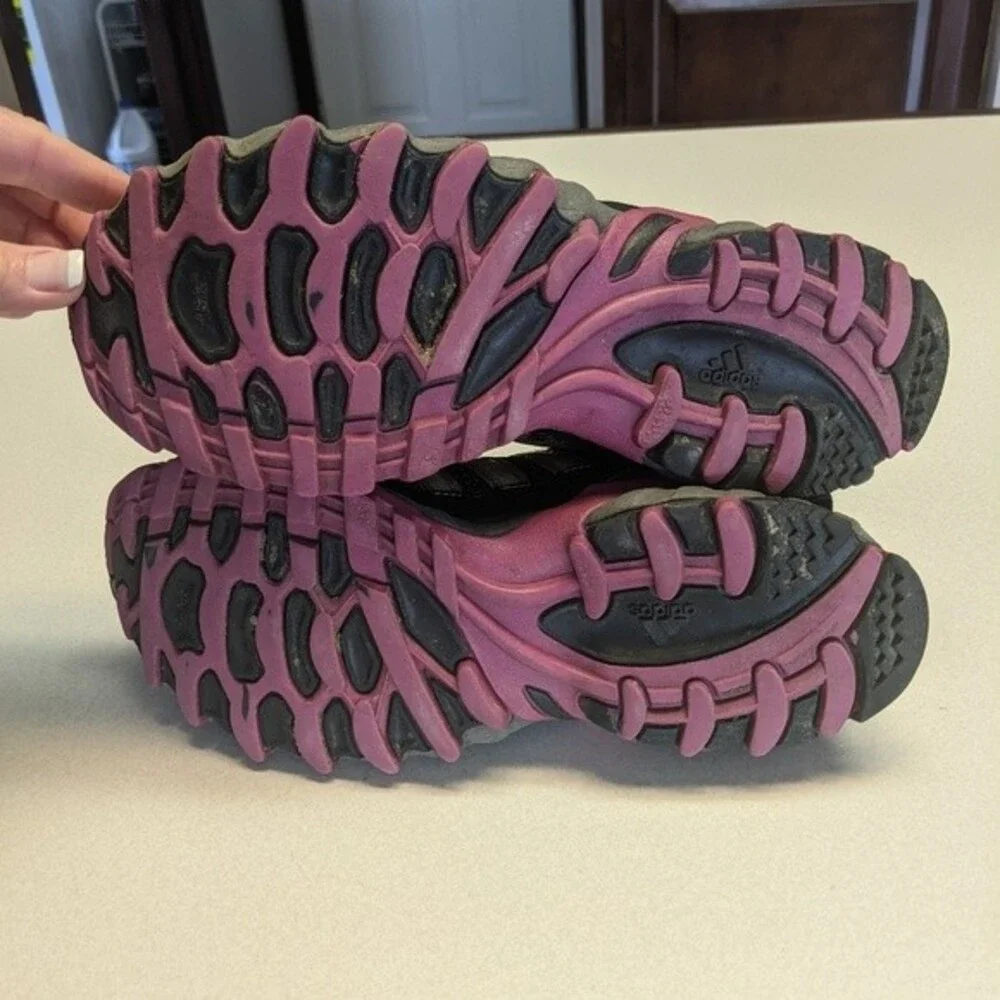 Adidas black/purple/pink athletic hiking shoes - great used condition - 8